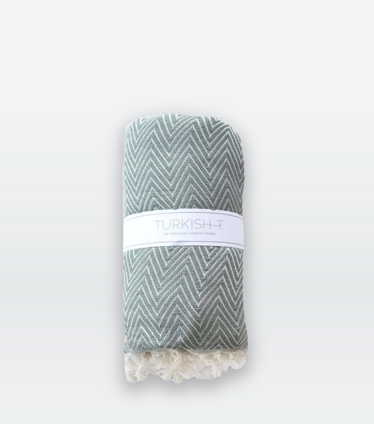 Sage Herringbone Weave Blanket