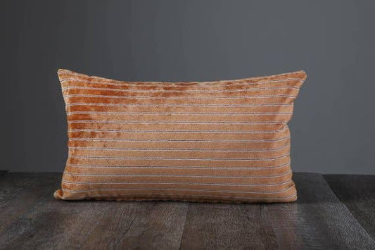Orange Velvet Pinstripe Lumbar Pillow