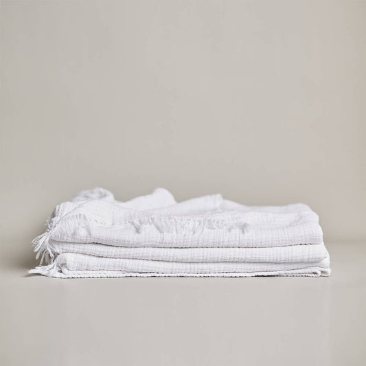Turkish Cotton Throw Cover | White
